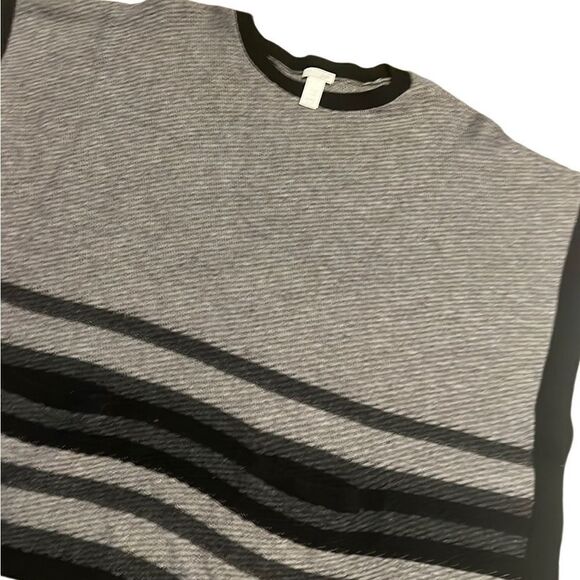 J Jill Gray Stripe Wool Pullover Sweater Poncho Size One Size - Picture 1 of 9